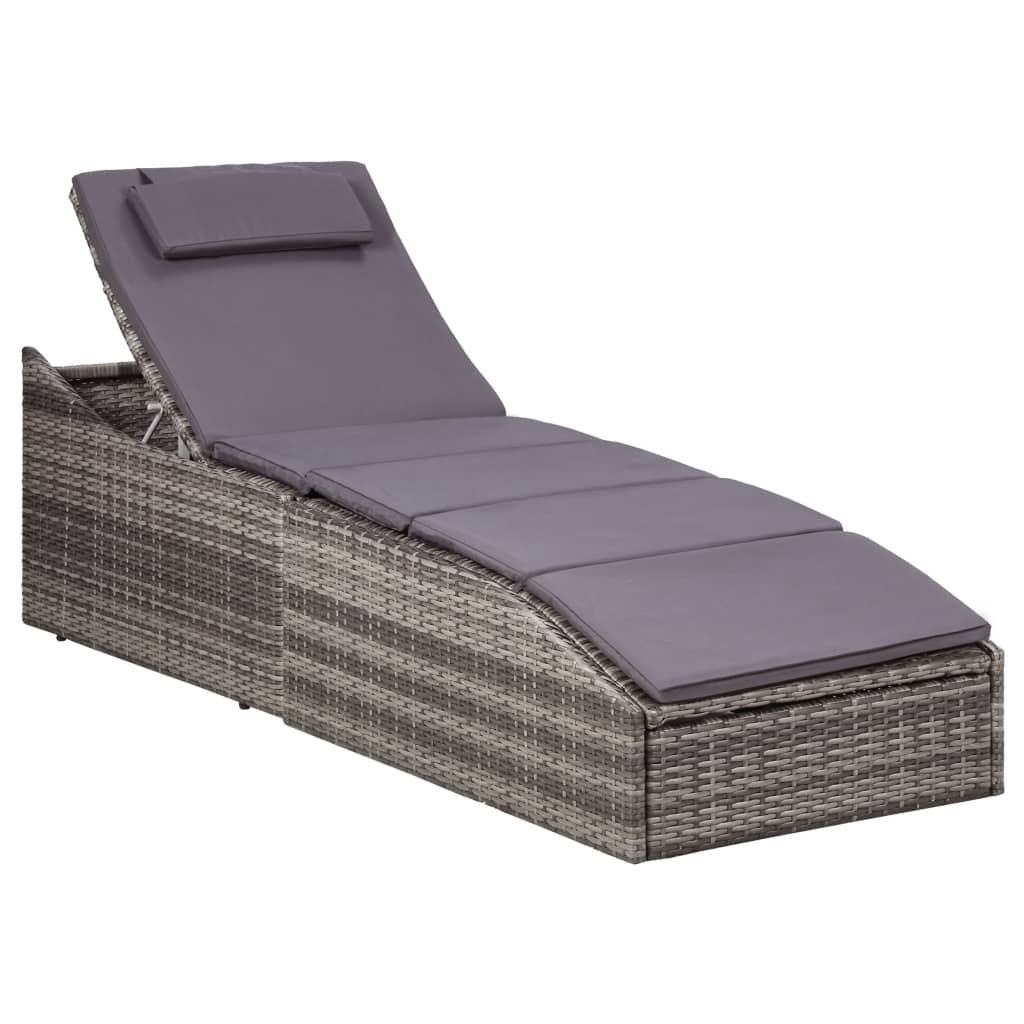 Grey Rattan Outdoor Sunbed Daybed