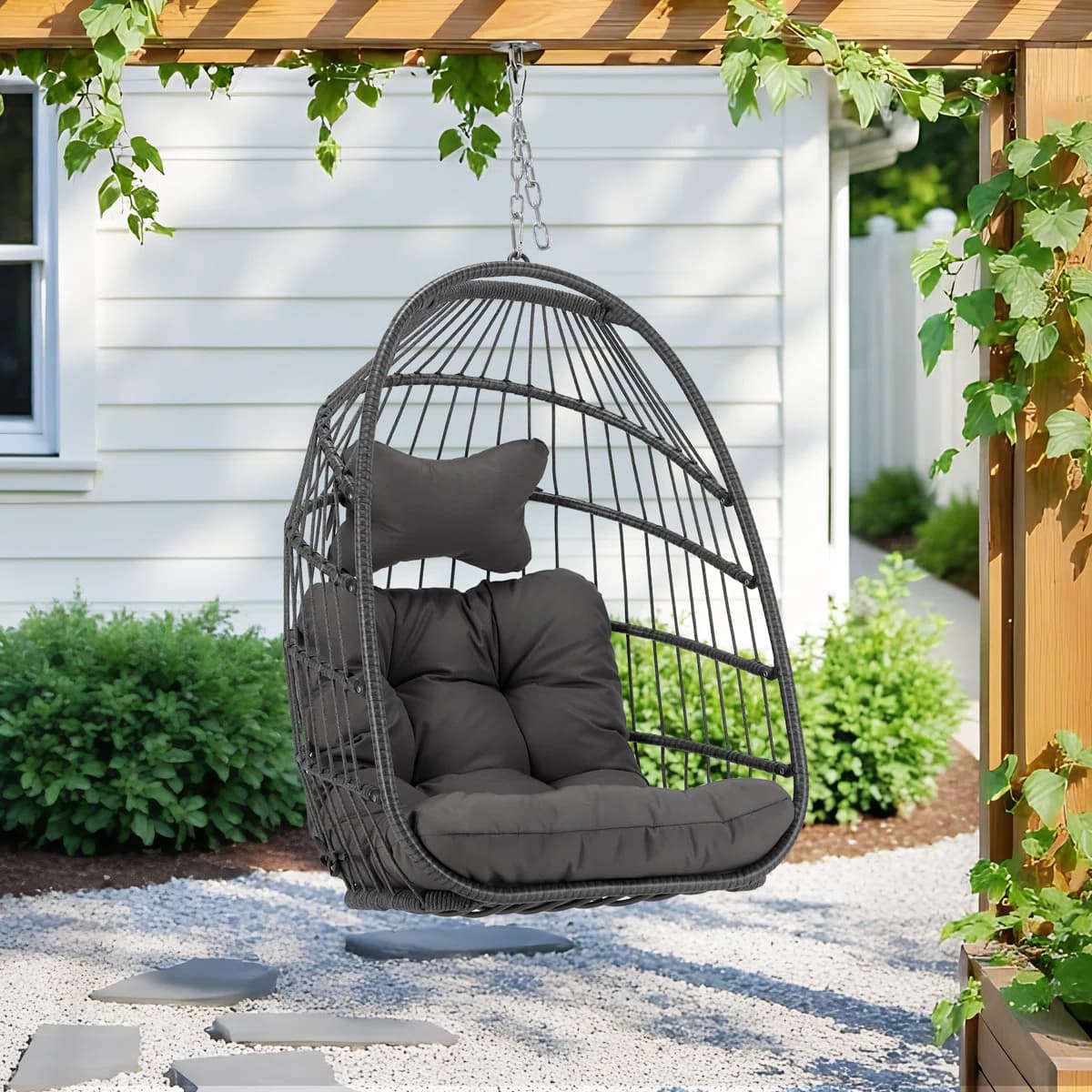 PE Wicker Egg Swing Chair