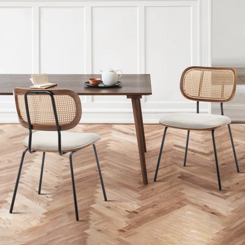 Synthetic Rattan Dining Chair with Iron Frame