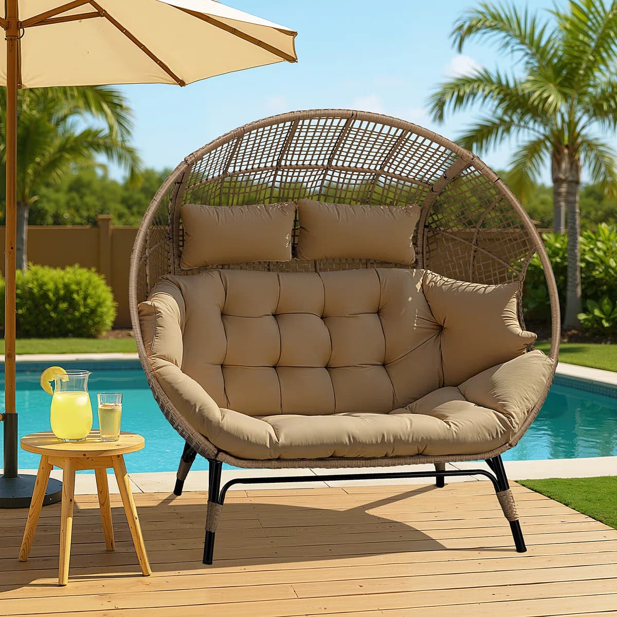Double Egg Rattan Lounge Chair