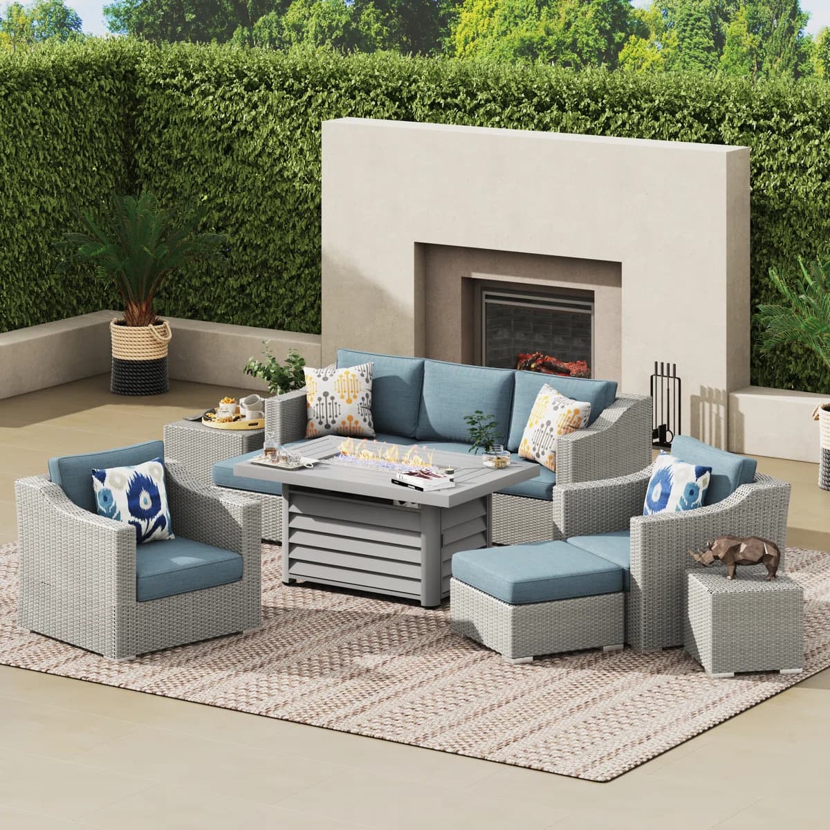 "Baecher" Minimalist Outdoor Synthetic Rattan Sofa Set