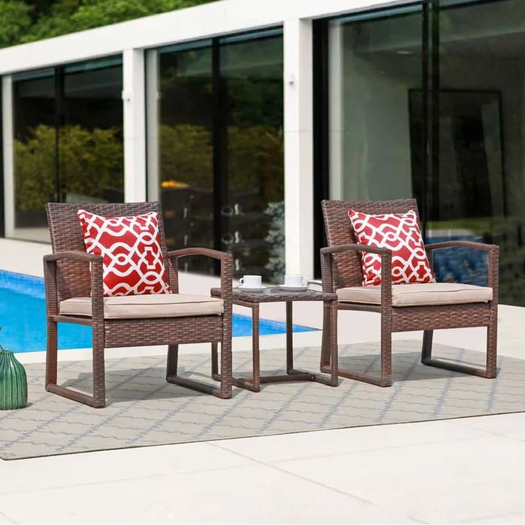 Minimalist Synthetic Rattan Patio Chair Set
