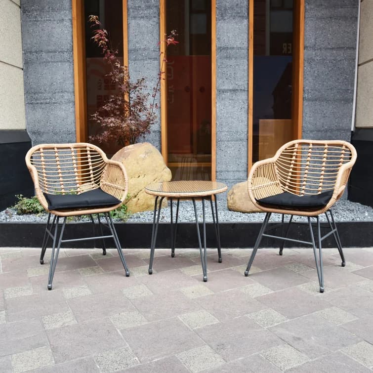 Industrial Synthetic Rattan Patio Chair Set