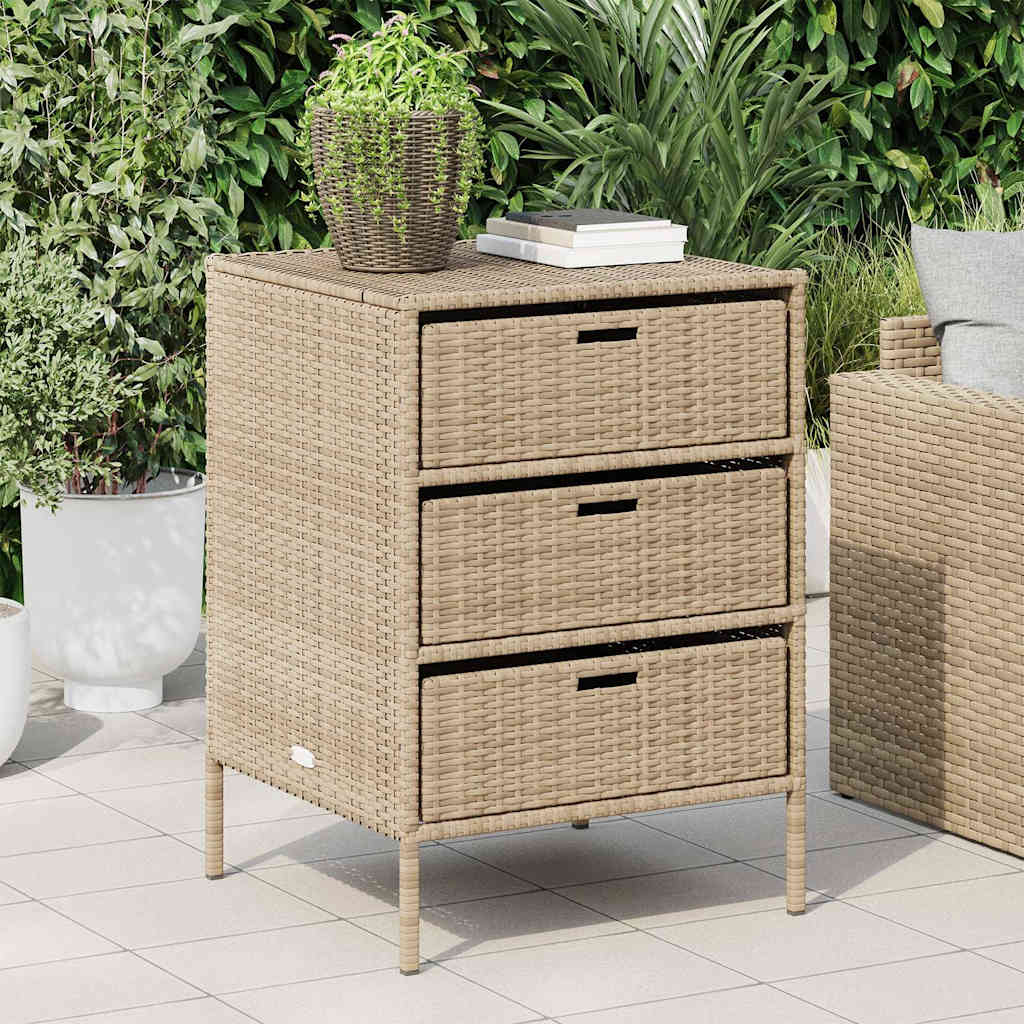 3-Drawer Synthetic Rattan Outdoor Chest
