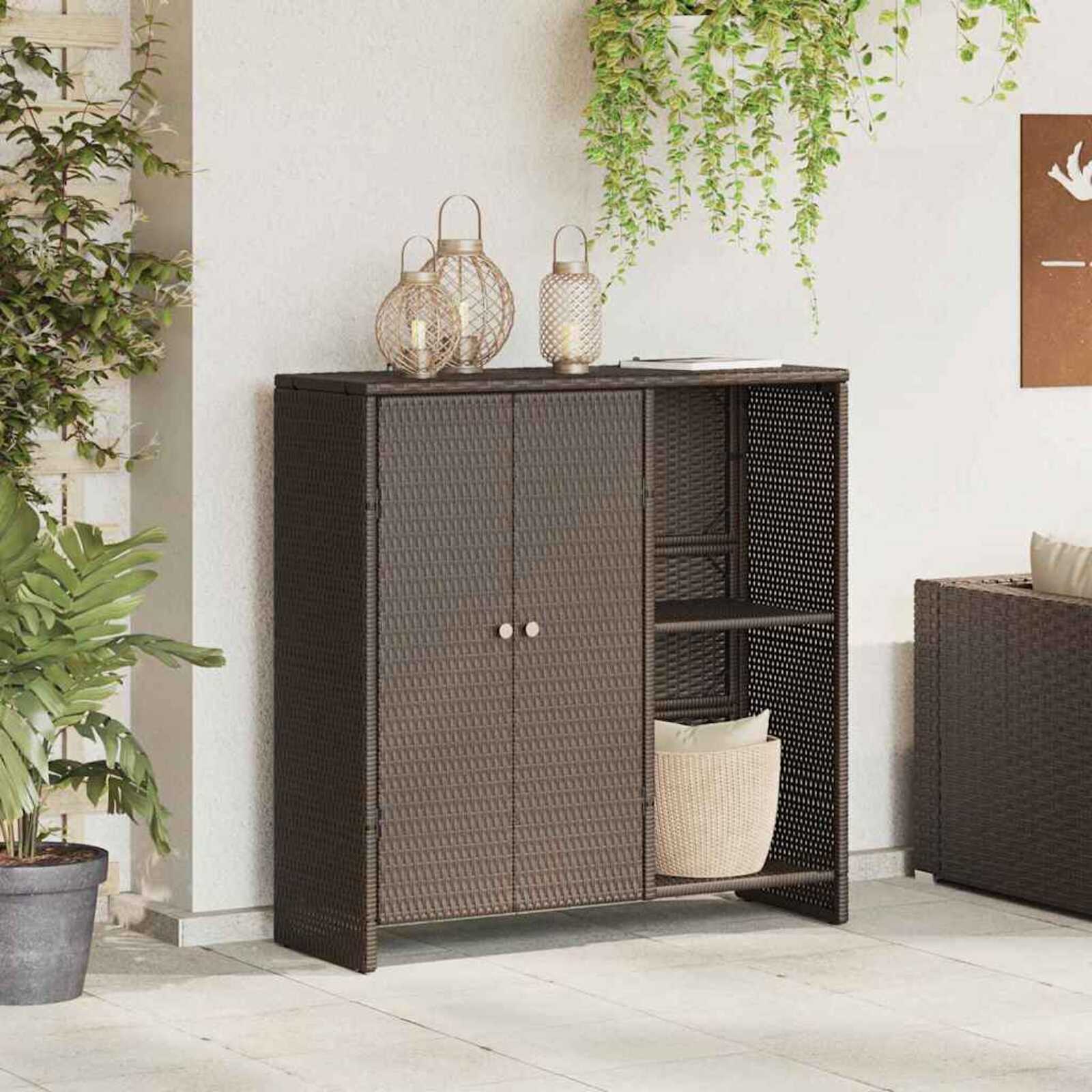 Synthetic Rattan Outdoor Storage Cupboard