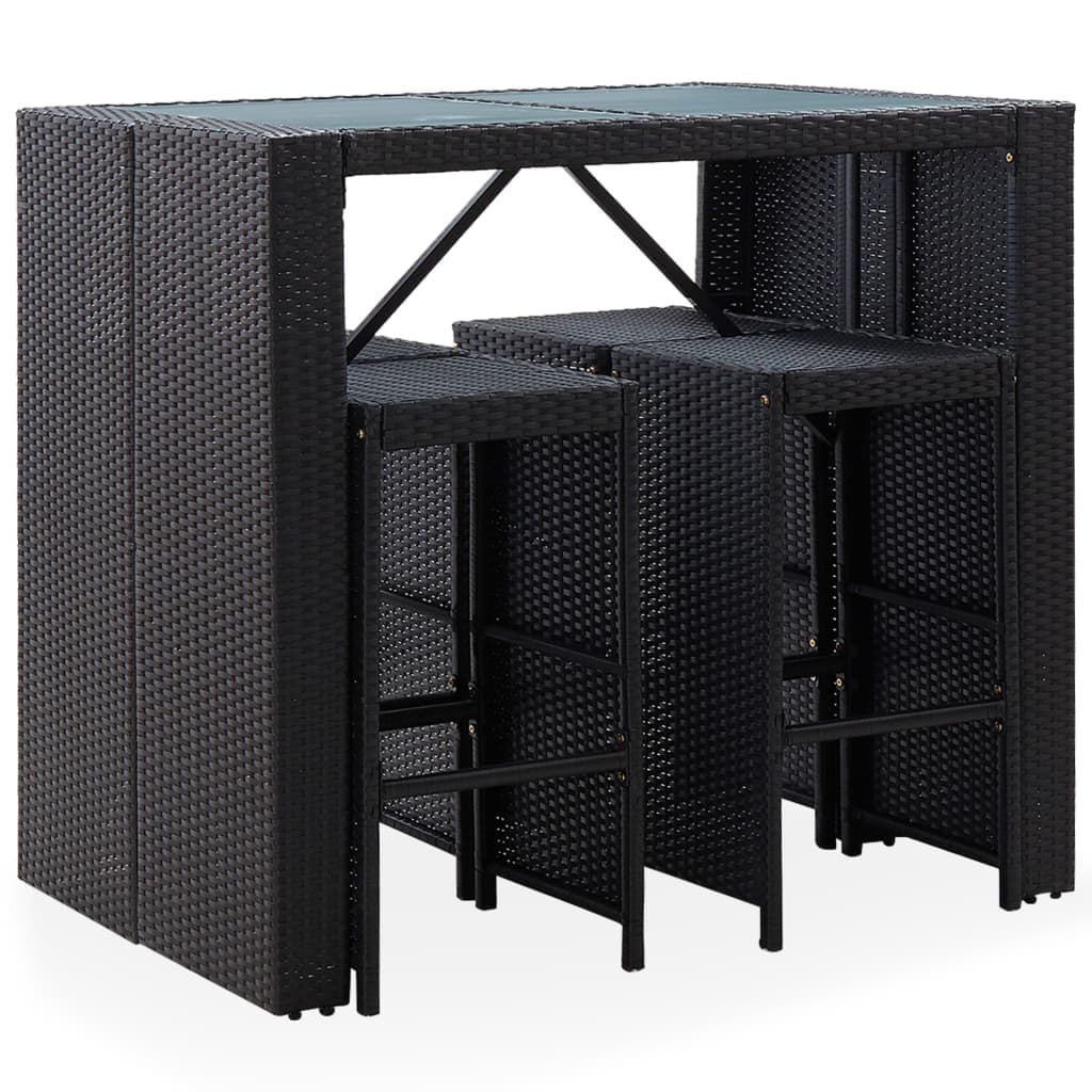 Rattan Bar Set with Tuck-Under Stools