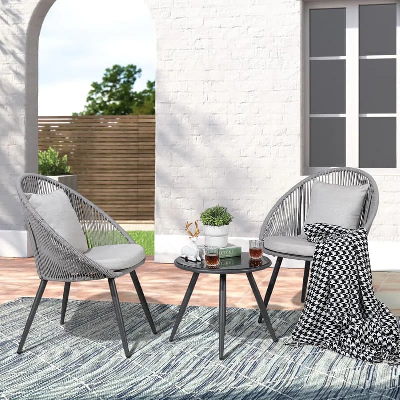 Modern 3-Piece Outdoor Patio Chair Set
