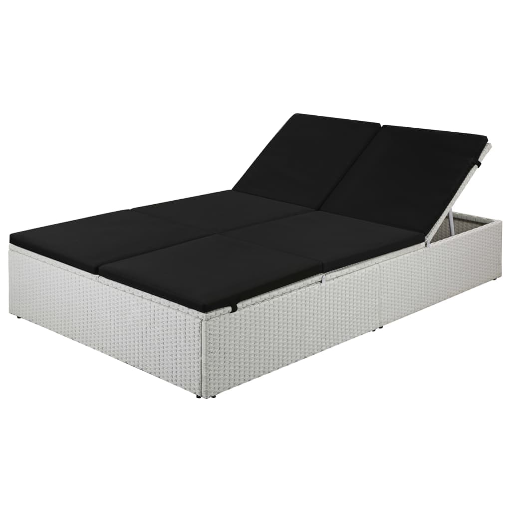 White Synthetic Rattan Double Sun Lounger